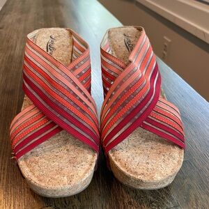 Lucky Brand Wedge Ribbon Sandals - size 7.5